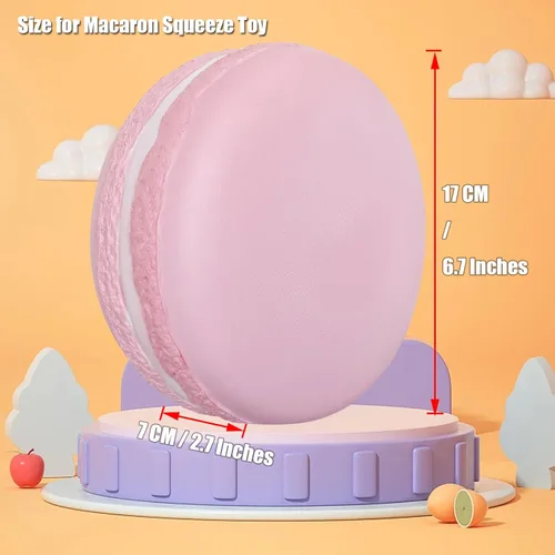 Miniatura 3 de Gaint Macaron Slow Rising Squishie, regalo de cumpleaños jumbo para niños, juguetes Kawaii para aliviar el estrés (rosa)