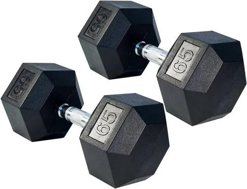 Miniatura 10 de Gronk Fitness Pares de mancuernas hexagonales de goma, 5 libras a 70 libras, equipo de entrenamiento para hombres y mujeres, hierro fundido