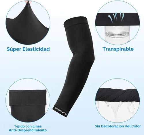 Miniatura 2 de APEXUP Mangas refrescantes para hombres y mujeres, protección solar UV UPF 50, mangas de compresión para voleibol para exteriores 1 negro+1 blanco+1