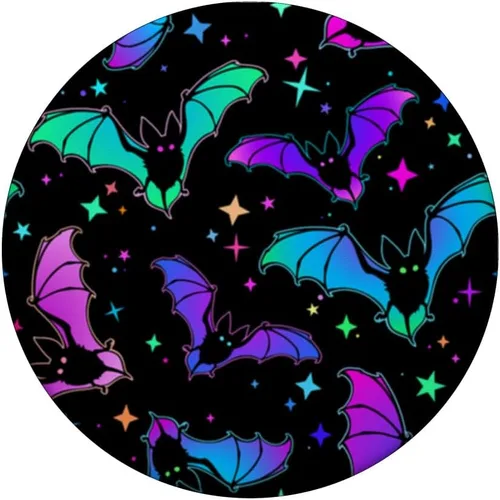 Miniatura 3 de Patrón de murciélagos góticos de Halloween con diseño de murciélagos espeluznantes en negro PopSockets intercambiable PopGrip