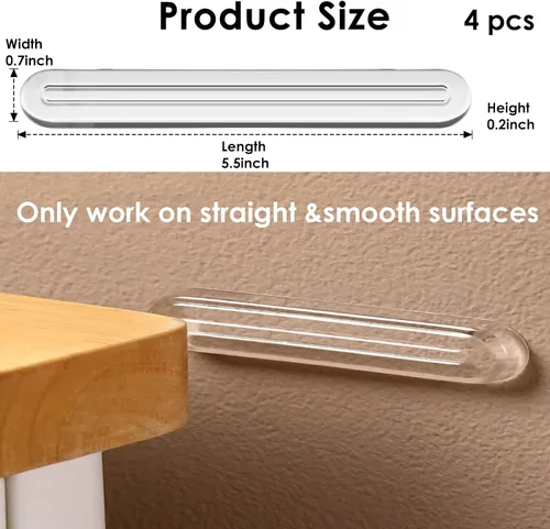 Miniatura 5 de 4 piezas de topes largos para muebles - Protectores de pared, tope de puerta de refrigerador, 5.5x0.7x0.2 pulgadas