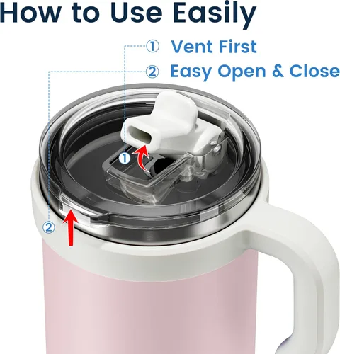 Miniatura 2 de Para café helado y licuados de frutas – Nunca vuelvas a beber de una tapa mohosa: vaso higiénico de 24 onzas, tapa 100% a prueba de fugas y boquilla