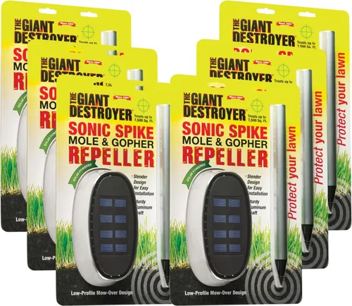 The Giant Destroyer Sonic Spike - Repelente de topos y toboganes, con energía solar, ultrasónico, repelente de animales, repele a los roedores del