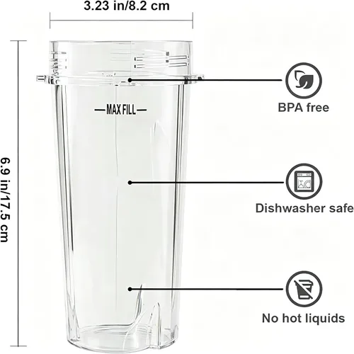 Miniatura 3 de Vasos de licuadora aptos para Ninja, piezas de repuesto de vasos de 16 onzas con tapas, accesorios de licuadora compatibles con Nutri Ninja Auto IQ