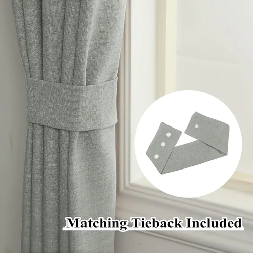 Miniatura 5 de Fcosie Pinch Pleated Curtains Linen Blackout Drapes for Bedroom Linen Curtain Panels Room Darkening/Light Blocking/Privacy Proctecting/Noise Niebla