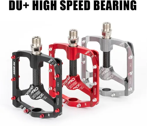 Miniatura 3 de Pedales de bicicleta de montaña Tubo de eje de fibra de carbono Pedales de bicicleta de aluminio 2 rodamientos ligeros ahorro de mano de obra
