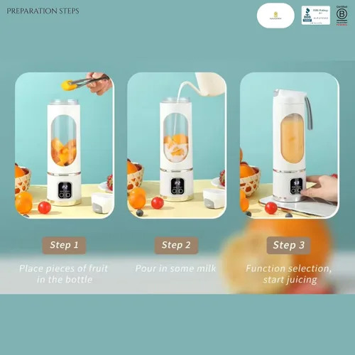 Miniatura 7 de Licuadora portátil de 16 oz/16.9 fl oz para jugos y batidos con 12 cuchillas de acero inoxidable Recargable por USB y control de múltiples