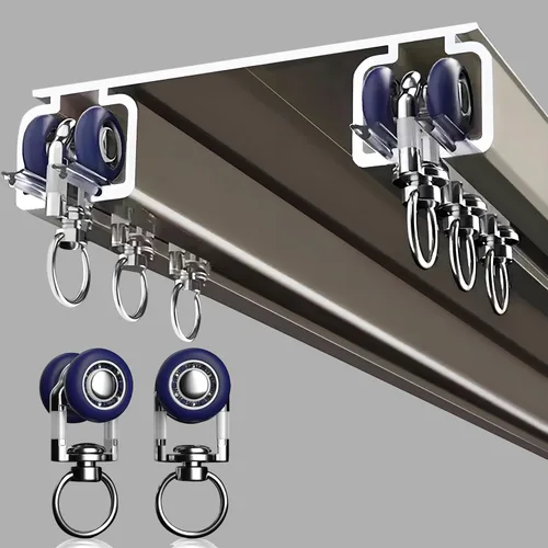 Riel Doble Silencioso para Cortinas Montado en Techo, Rieles Divisores de Habitación de Aluminio Resistente Dormitorio/Sala/Ventana/Hotel Rieles