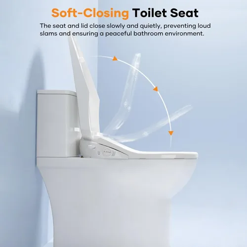 Miniatura 6 de Asiento de bidé de inodoro, asiento de inodoro alargado de cierre lento, asiento de inodoro eléctrico con calefacción con agua caliente instantánea