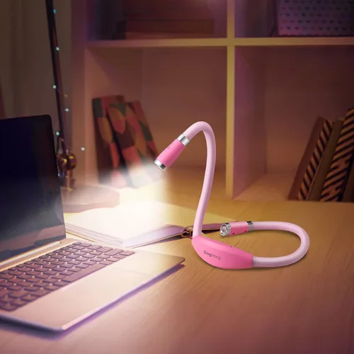 Miniatura 6 de Luz de libro para el cuello, lámpara de lectura LED, recargable por USB-C, manos libres, 4 bombillas LED, 4 bombillas LED, 4 brillo ajustable