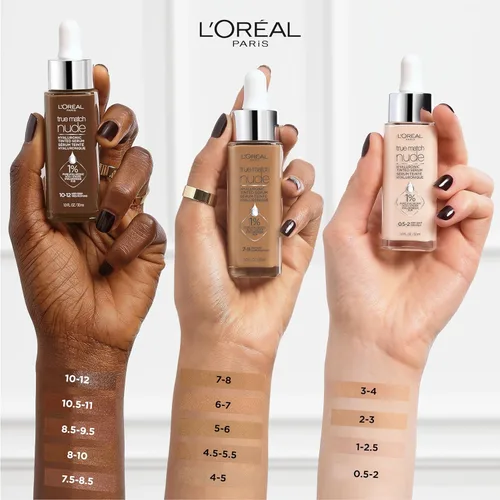 Miniatura 4 de L'Oreal Paris True Match Nude Hyaluronic Tinted Serum Foundation con 1% de ácido hialurónico, mediano 4-5, 1 onza líquida Medium 36-38