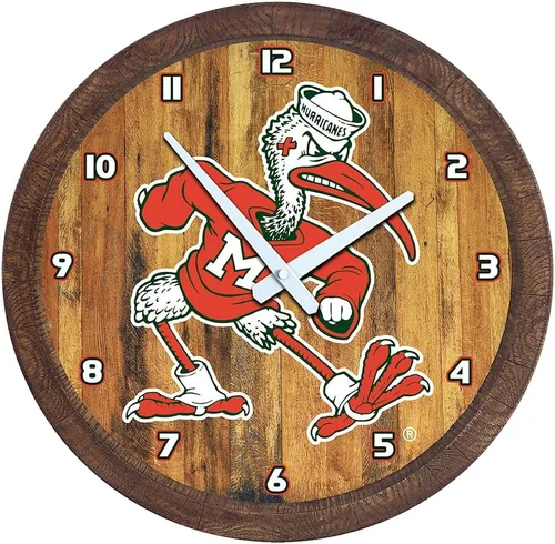 Miniatura 152 de The Fan-Brand NCAA Oklahoma Sooners: Reloj de pared con parte superior de barril de imitación para decoración de bar, decoración de fiesta