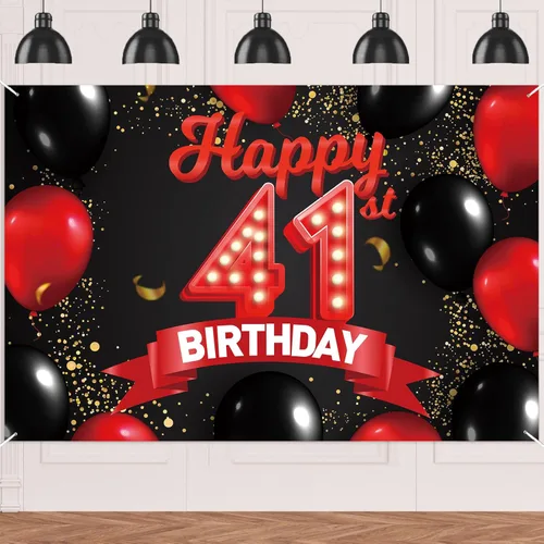 Miniatura 57 de Cartel de feliz cumpleaños 15 color rojo y negro, decoración temática de globos para niñas y mujeres, princesas de 15 años, fiesta de cumpleaños