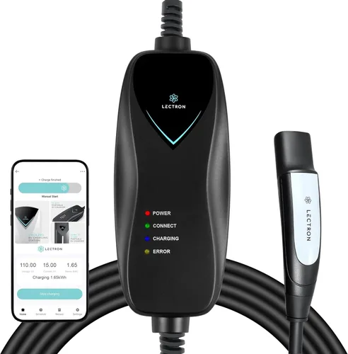 Lectron Cargador Tesla de nivel 1 (versión WiFi) – 120 V, 15 amperios, enchufe NEMA 5-15, cable de 16 pies – Cargador eléctrico portátil de coche