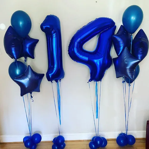 Miniatura 5 de Globos digitales de 40 pulgadas, color azul marino, gigantes, gigantes, gigantes, enormes de aluminio de 14 o 41, globos digitales de Mylar con Azul