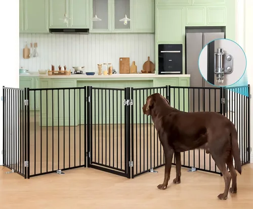 Miniatura 8 de No Pawblems - Puerta independiente para perros, valla plegable de 30 pulgadas de alto para interiores, extensión de puerta extra ancha para Blanco