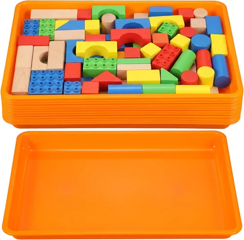 Miniatura 7 de Maitys Paquete de 15 bandejas de arte de plástico de 12 x 16 pulgadas, bandejas sensoriales para proyectos de bricolaje, pintura, cuentas, joyería