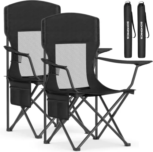 Miniatura 7 de SONGMICS Silla de camping, silla plegable de gran tamaño, cómoda y resistente, capacidad de peso de 352 libras, reposabrazos ajustables con bolsa