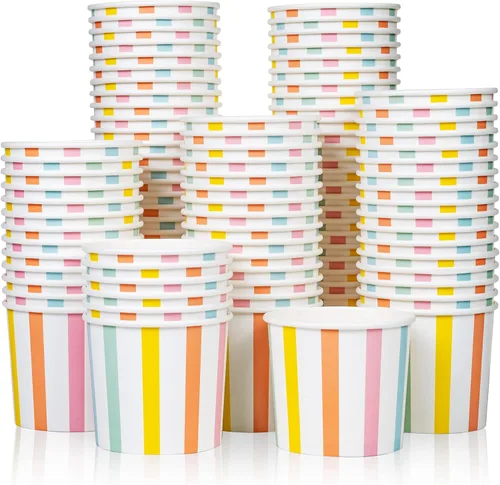 Miniatura 13 de MATICAN Tazas de papel para helado, 50 unidades de 5.5 onzas, cuencos desechables para postres para alimentos calientes o fríos, suministros