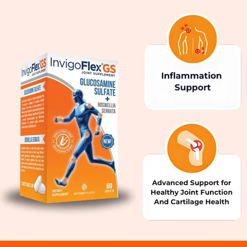 Miniatura 2 de INVIGOFLEX® GS - Sulfato de glucosamina (sin mariscos, sin sodio y seguro para vegetarianos) sin OMG, sin gluten, con Boswellia Serrata - Suplemento