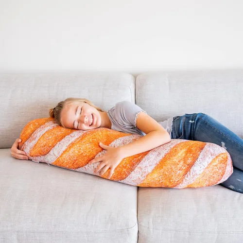 Miniatura 3 de Much Comfort Almohada de 42" 3D en forma de baguette rústica - Hecha con tela suave y ultra premium - Linda, cómoda, de felpa, cojín