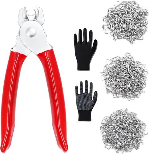 540 piezas de anillos de cerdo con kit de alicates rectos para anillos de cerdo 3/4", 1/2", 3/8" anillos de cerdo galvanizados para jaulas de Rojo