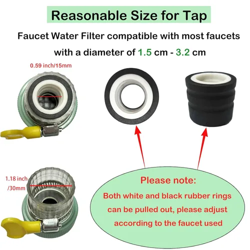 Miniatura 4 de Paquete de 3 filtros de montaje en grifo, purificador de filtración de grifo de cocina con carbón activado, elimina el fluoruro de cloro, metales