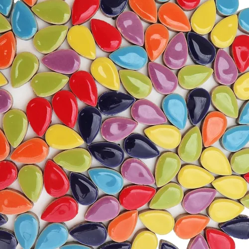 Miniatura 8 de Azulejos de mosaico de cerámica para manualidades, azulejos de mosaico de pétalos de colores surtidos de 7 onzas para suministros de arte, kit