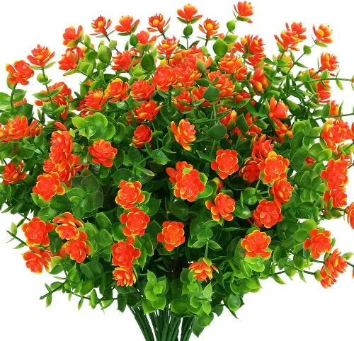 Miniatura 14 de Flores artificiales, plantas falsas al aire libre resistentes a los rayos UV, arbustos de boj de plástico sintético, 4 paquetes, para interiores