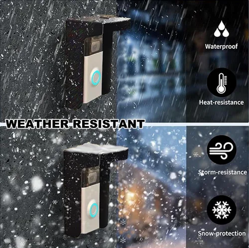 Miniatura 7 de Funda para timbre de puerta, cubierta de acero resistente a la intemperie, con protección solar antirreflejos, compatible con parpadeo/Ring