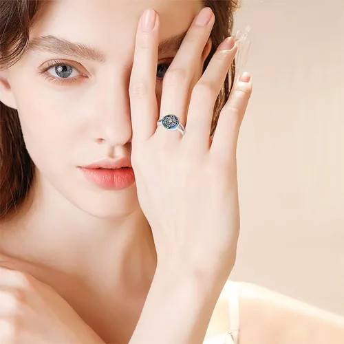 Miniatura 2 de YAFEINI Anillo de nudo de bruja de plata de ley con nudo de bruja celta, regalo de joyería para mujeres