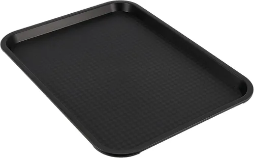Miniatura 3 de Paquete de 10 bandejas de plástico negro para comida rápida, bandejas de plástico para cafeterías de 14 x 10 pulgadas con superficie texturizada