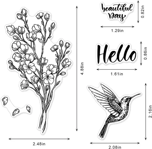 Miniatura 2 de Sellos transparentes de fondo de flores, sellos de silicona transparente de goma transparente con palabras de sentimiento para hacer tarjetas, álbum