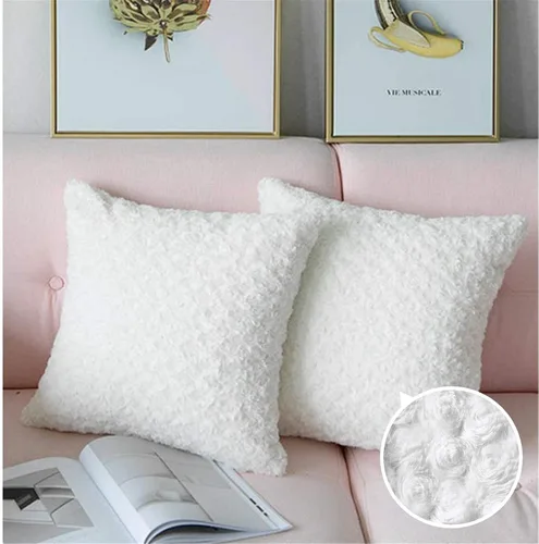 Simple&Opulence Fundas de almohada decorativas de color rosa, 2 unidades, 18 x 18 pulgadas, 17.7 x 17.7 in, fundas de cojín cuadradas de felpa con