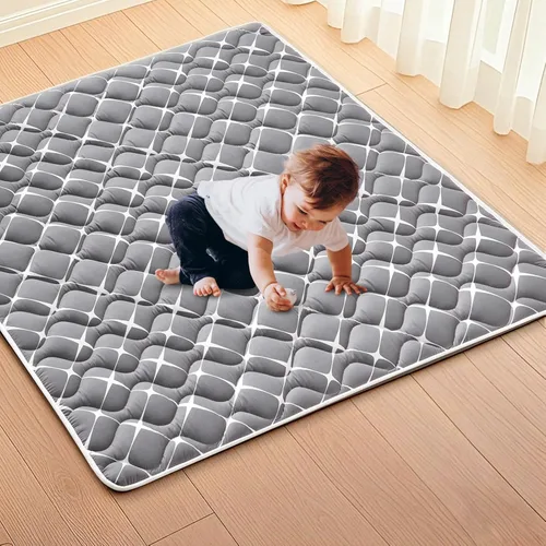 Miniatura 9 de Tapete de espuma de alta densidad para bebé, 47 x 47 pulgadas, grueso, de una pieza, cómodo y suave, antideslizante, lavable a máquina, tapete