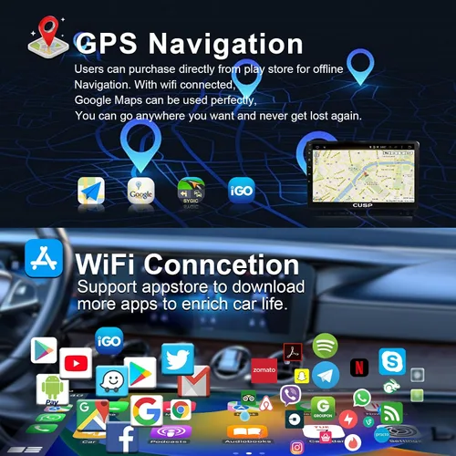 Miniatura 3 de CUSP Radio estéreo de coche de doble DIN de 10.1 pulgadas, unidad principal Android con CarPlay inalámbrico y Android Auto, 4 GB de RAM 64 GB ROM