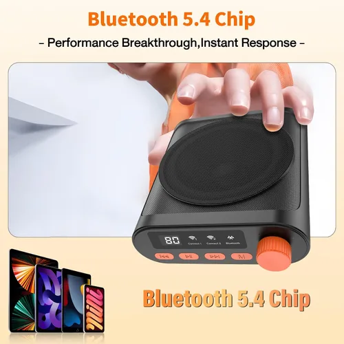Miniatura 4 de Daakro Amplificador de voz inalámbrico con micrófono de solapa magnético, amplificador de potencia Bluetooth de 2000 mAh con 2 micrófonos