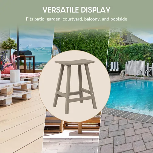 Miniatura 6 de WestinTrends Malibu - Juego de 2 taburetes de 24 alturas para exteriores/patio, madera envejecida Roble (Weathered Wood)