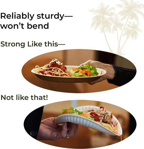 Miniatura 7 de Indie Palm Platos desechables de hoja de palma, paquete de 50 unidades, cuadrados de 8 pulgadas, resistentes, 100% compostables y biodegradables