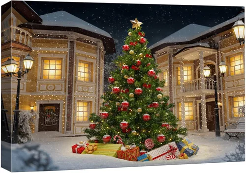 Miniatura 24 de wall26 Lienzo Impreso Arte de Pared Papá Noel Árbol de Navidad Chimenea Celebraciones y Fiestas Ilustración Decorativa Arte Moderno Escénico