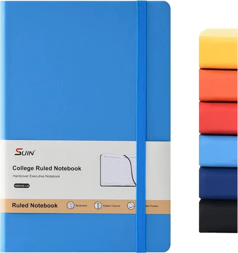 Miniatura 12 de SUIN Cuadernos de diario de tapa dura, cuadernos de diario rayados A5 para escribir de 200 páginas, 8.2 x 5.5 pulgadas, cuadernos clásicos rayados