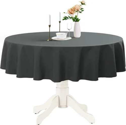 Miniatura 13 de Romanstile Mantel redondo impermeable, resistente a las manchas y sin arrugas, para cocina, comedor, fiesta, boda