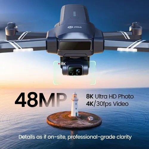 Miniatura 2 de Holy Stone HS600D Dron con cámara para adultos, video 4K/30fps, foto 48MP/8K, cardán de 3 ejes con EIS, resistencia al viento nivel 6, tiempo