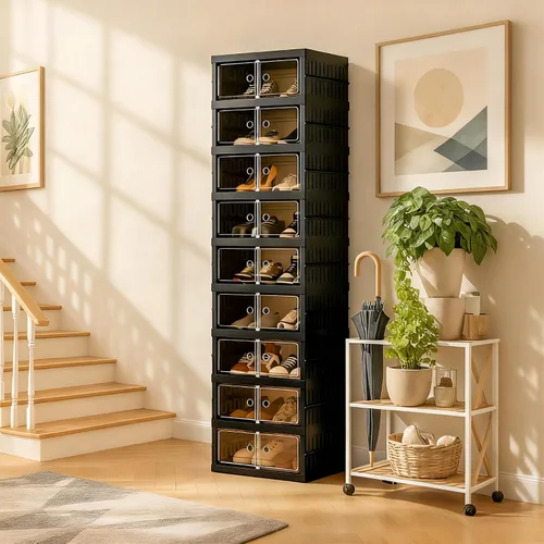 Miniatura 17 de Organizador de Zapatos Plegable Caja de Almacenamiento, Estante de Zapatos Plegable Portátil Extra Grande para Closet, Caja de Almacenamiento