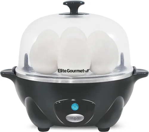Elite Gourmet EGC710DKG Cocedor Rápido de Huevos, 7 Huevos Hervidos Fáciles de Pelar, Duros, Medianos, Suaves, Escalfador, Máquina para Omelettes,
