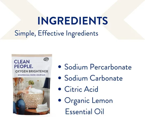 Miniatura 5 de The Clean People Quitamanchas Blanqueador de Oxígeno Alternativa a la lejía, ingredientes sencillos, aviva los blancos opacos Y los colores 41 oz