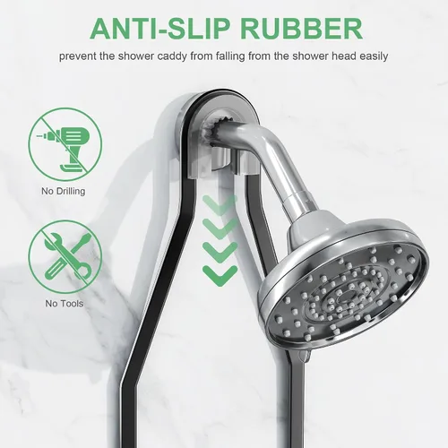 Miniatura 4 de Organizador de ducha colgante, organizador de ducha antioxidante, organizador de ducha de 2 niveles para colgar en el baño, antideslizante