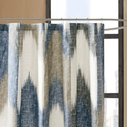 Miniatura 2 de INK+IVY Alpine - Cortina de ducha de algodón impresa con patrón abstracto moderno, lavable a máquina, decoración de baño para el hogar, 72 x 72 Azul