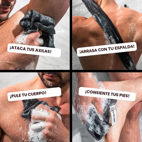 Miniatura 2 de Paño exfoliante extra áspero, limpiador extremo para cuerpo y espalda para ducha, extra largo, paño de lavado higiénico, para hombres o mujeres