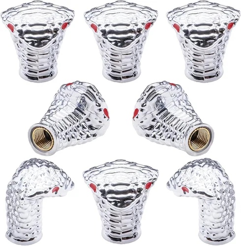 Miniatura 61 de 4 tapones de válvula de neumático estilo calavera, con anillo de goma O, cubiertas universales de vástago de válvula de neumático de núcleo de cobre